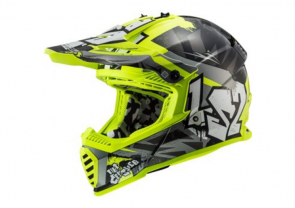 Adult LS2 MX437 Fast Evo Crusher Off Road Helmet (Matt Black/Hi Vis Yellow) 
